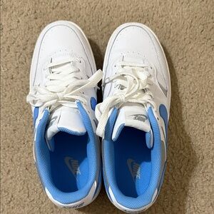 Nike White and Sky Blue Sneakers